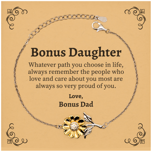 bonus daughter sunflower bracelet always so very proud of you inspirational bonus daughter birthday supporting gifts from bonus dad
