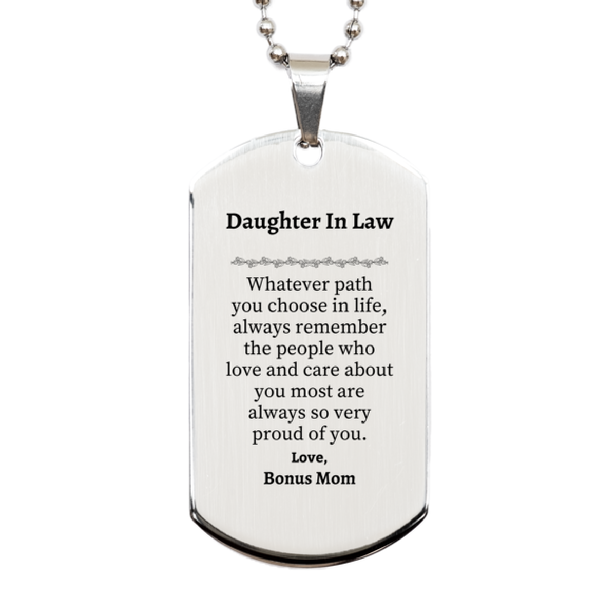 daughter in law silver dog tag always so very proud of you inspirational daughter in law birthday supporting gifts from bonus mom 1