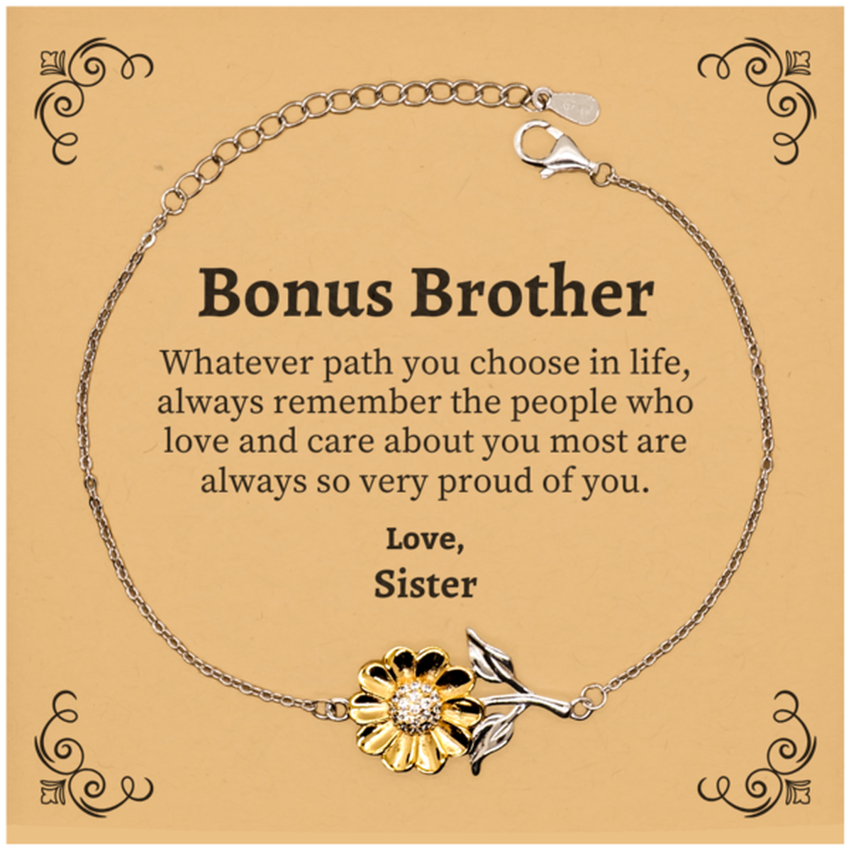 bonus brother sunflower bracelet always so very proud of you inspirational bonus brother birthday supporting gifts from sister