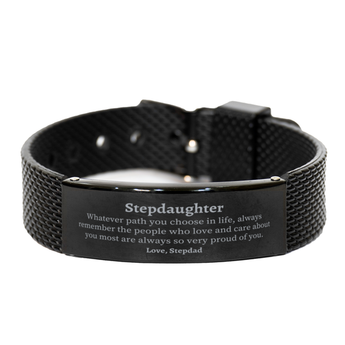 stepdaughter black shark mesh bracelet always so very proud of you inspirational stepdaughter birthday supporting gifts from stepdad