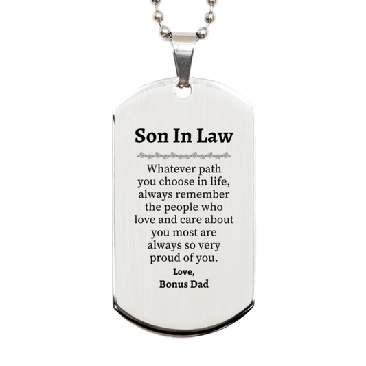 son in law silver dog tag always so very proud of you inspirational son in law birthday supporting gifts from bonus dad