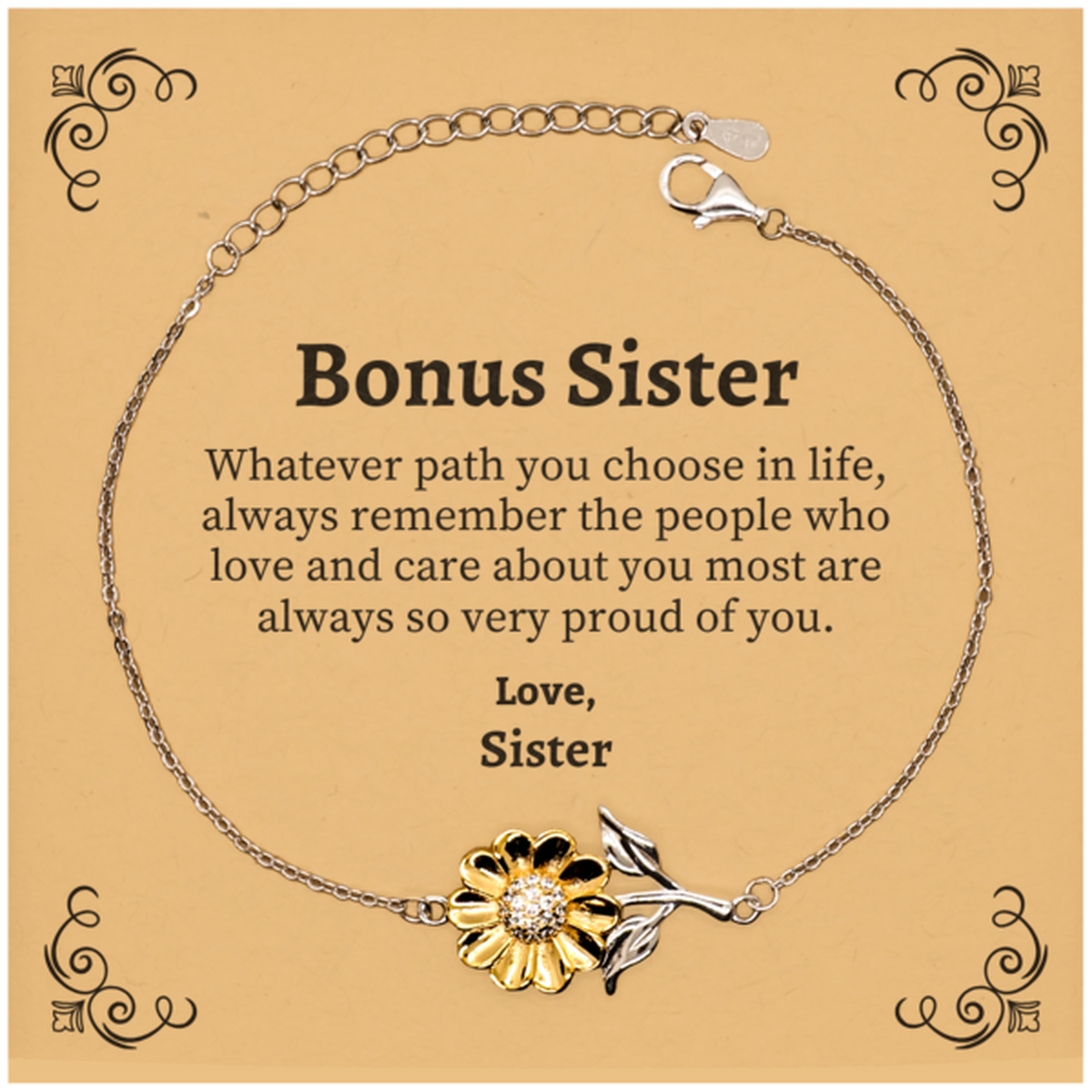 bonus sister sunflower bracelet always so very proud of you inspirational bonus sister birthday supporting gifts from sister