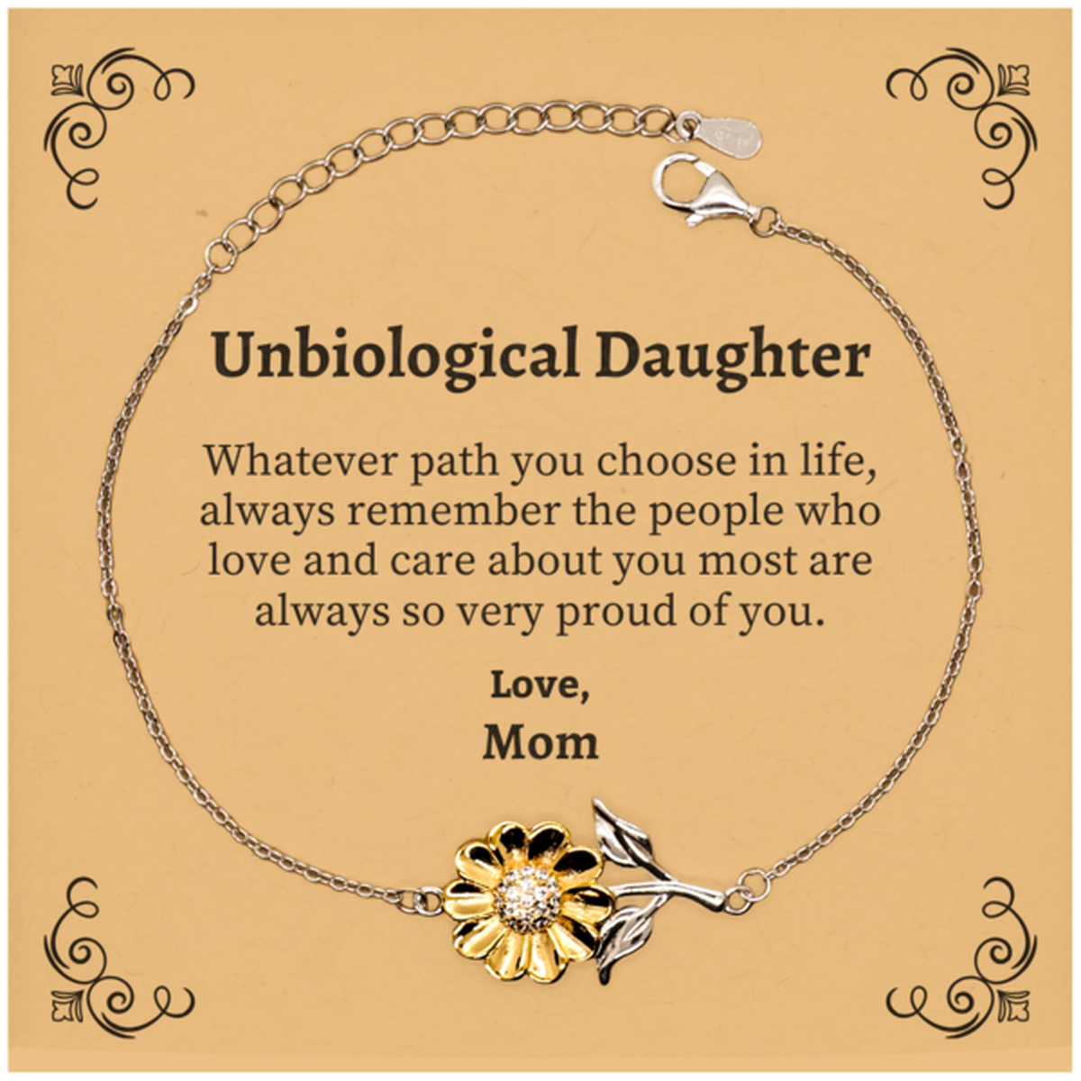 unbiological daughter sunflower bracelet always so very proud of you inspirational unbiological daughter birthday supporting gifts from mom