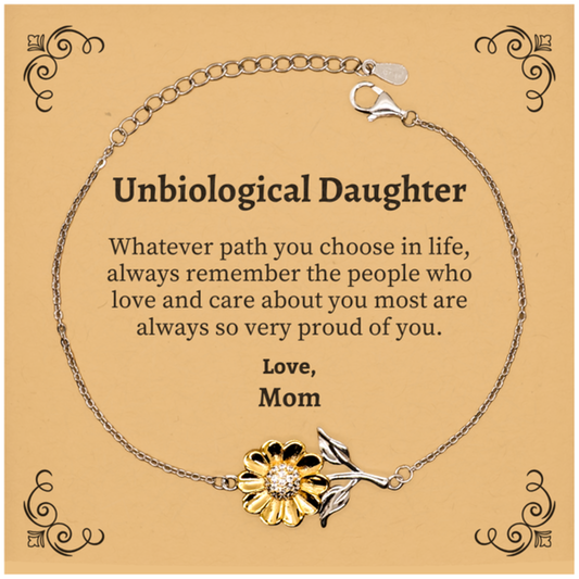 unbiological daughter sunflower bracelet always so very proud of you inspirational unbiological daughter birthday supporting gifts from mom
