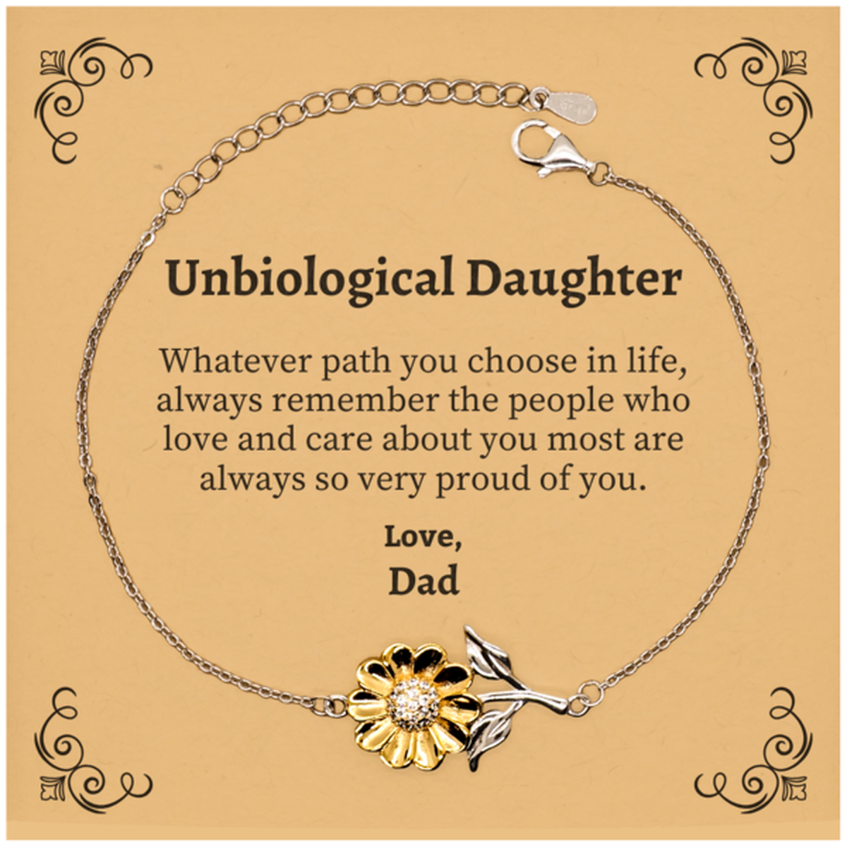 unbiological daughter sunflower bracelet always so very proud of you inspirational unbiological daughter birthday supporting gifts from dad