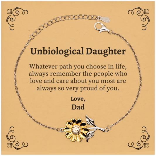 unbiological daughter sunflower bracelet always so very proud of you inspirational unbiological daughter birthday supporting gifts from dad