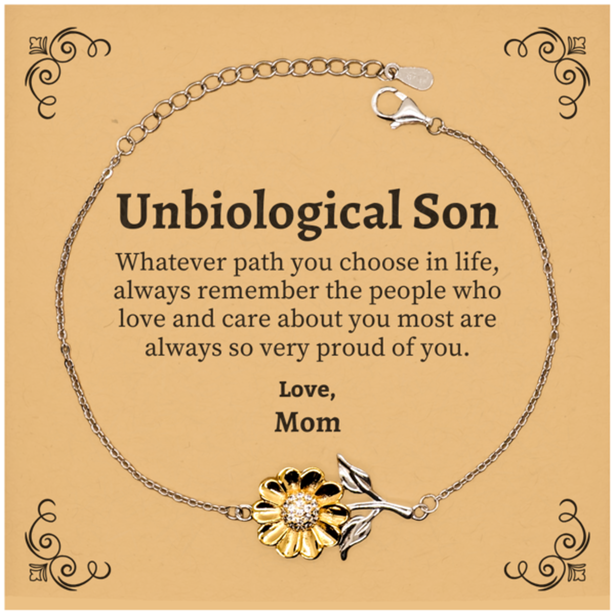 unbiological son sunflower bracelet always so very proud of you inspirational unbiological son birthday supporting gifts from mom
