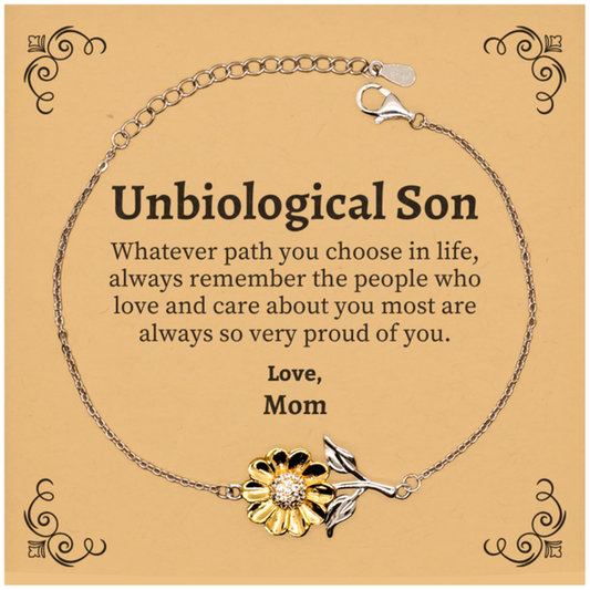 unbiological son sunflower bracelet always so very proud of you inspirational unbiological son birthday supporting gifts from mom