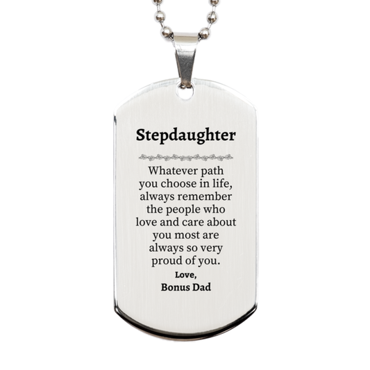 stepdaughter silver dog tag always so very proud of you inspirational stepdaughter birthday supporting gifts from bonus dad