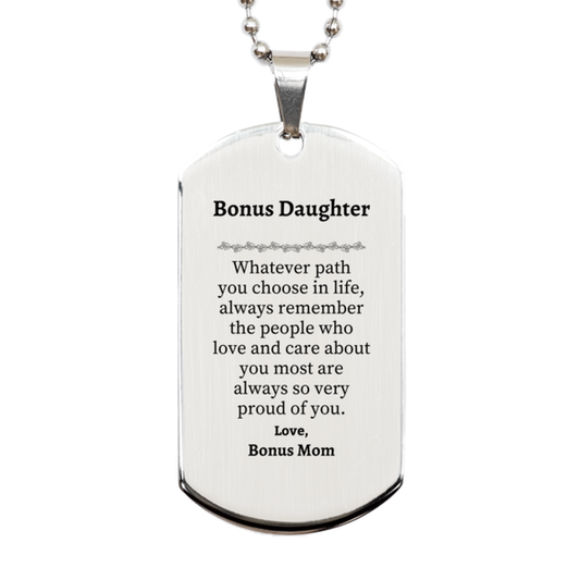 bonus daughter silver dog tag always so very proud of you inspirational bonus daughter birthday supporting gifts from bonus mom