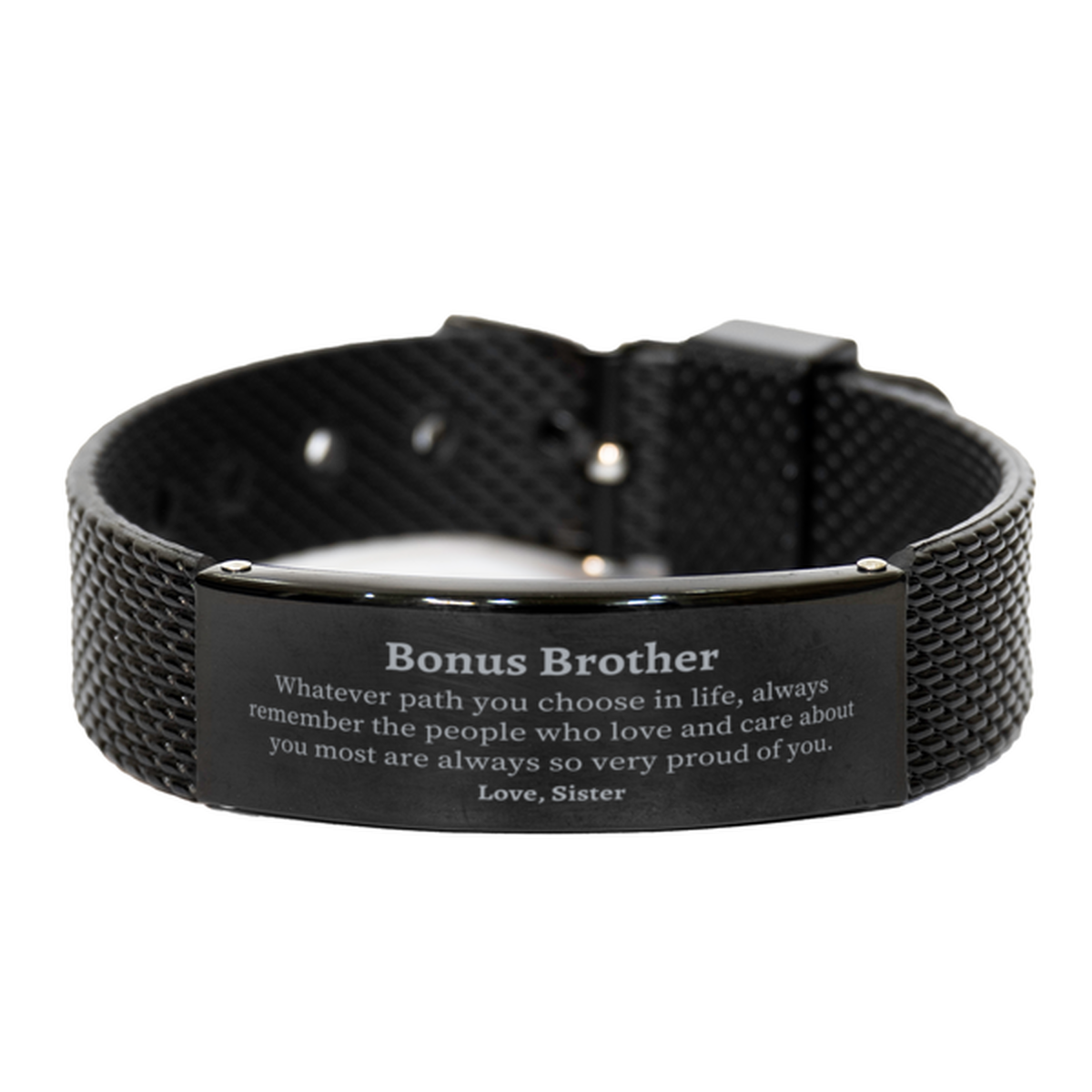 bonus brother black shark mesh bracelet always so very proud of you inspirational bonus brother birthday supporting gifts from sister
