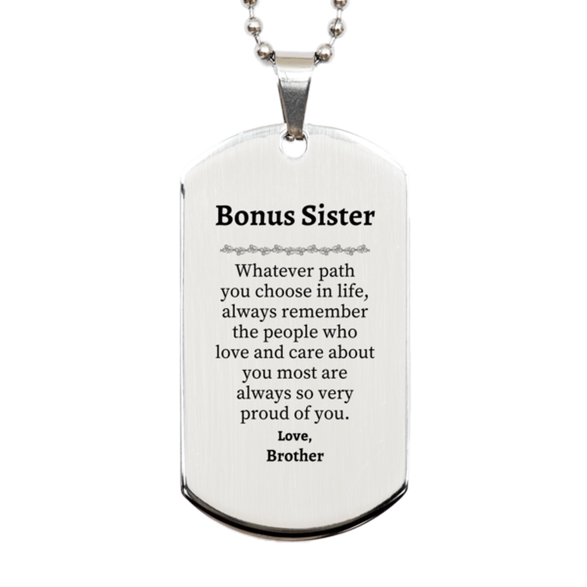 bonus sister silver dog tag always so very proud of you inspirational bonus sister birthday supporting gifts from brother