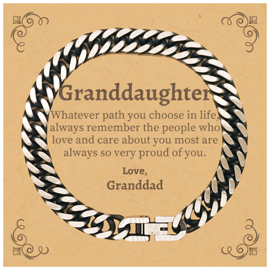 granddaughter cuban link chain bracelet always so very proud of you inspirational granddaughter birthday supporting gifts from granddad