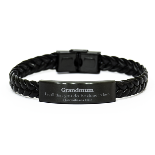 christian grandmum gifts let all that you do be done in love bible verse scripture braided leather bracelet baptism confirmation gifts for grandmum
