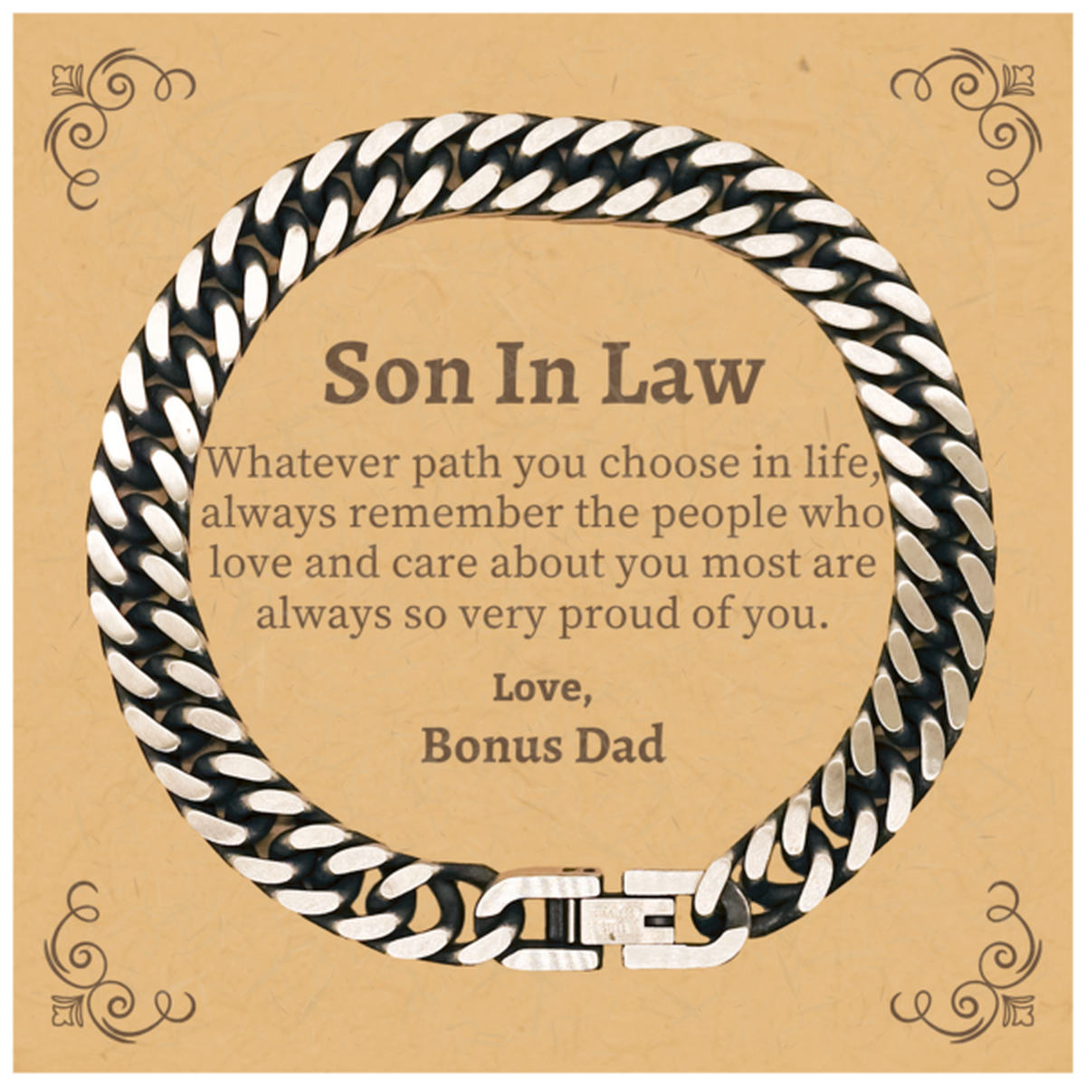 son in law cuban link chain bracelet always so very proud of you inspirational son in law birthday supporting gifts from bonus dad