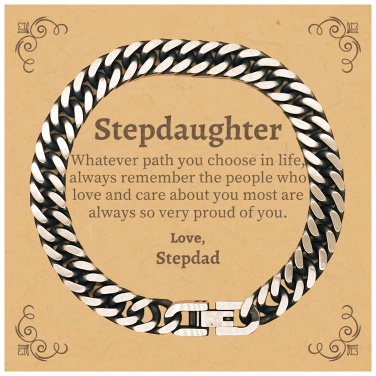 stepdaughter cuban link chain bracelet always so very proud of you inspirational stepdaughter birthday supporting gifts from stepdad