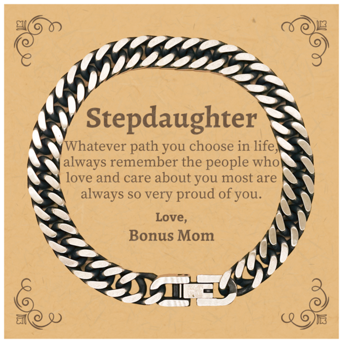 stepdaughter cuban link chain bracelet always so very proud of you inspirational stepdaughter birthday supporting gifts from bonus mom