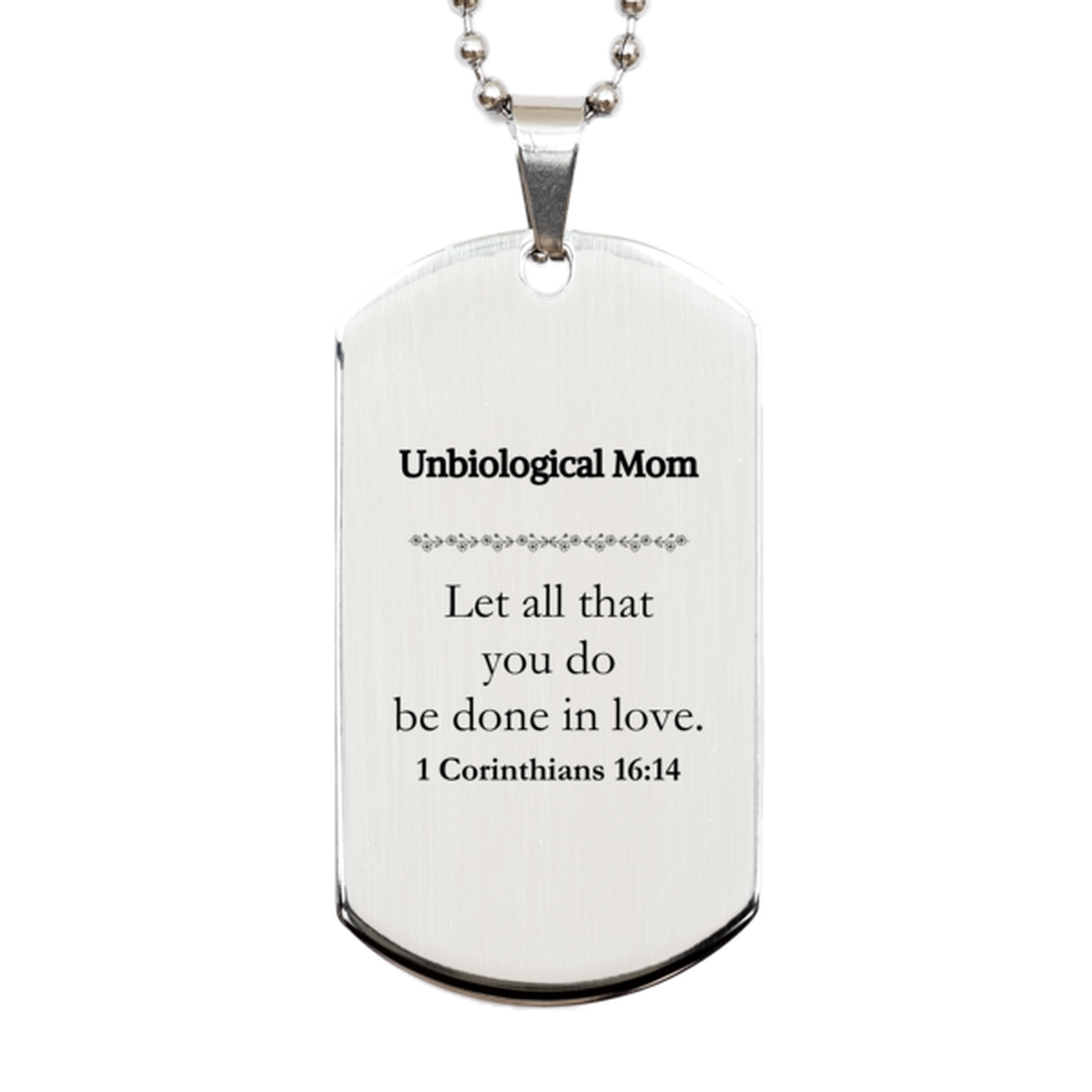 christian unbiological mom gifts let all that you do be done in love bible verse scripture silver dog tag baptism confirmation gifts for unbiological mom