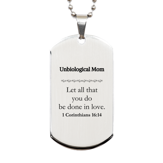 christian unbiological mom gifts let all that you do be done in love bible verse scripture silver dog tag baptism confirmation gifts for unbiological mom