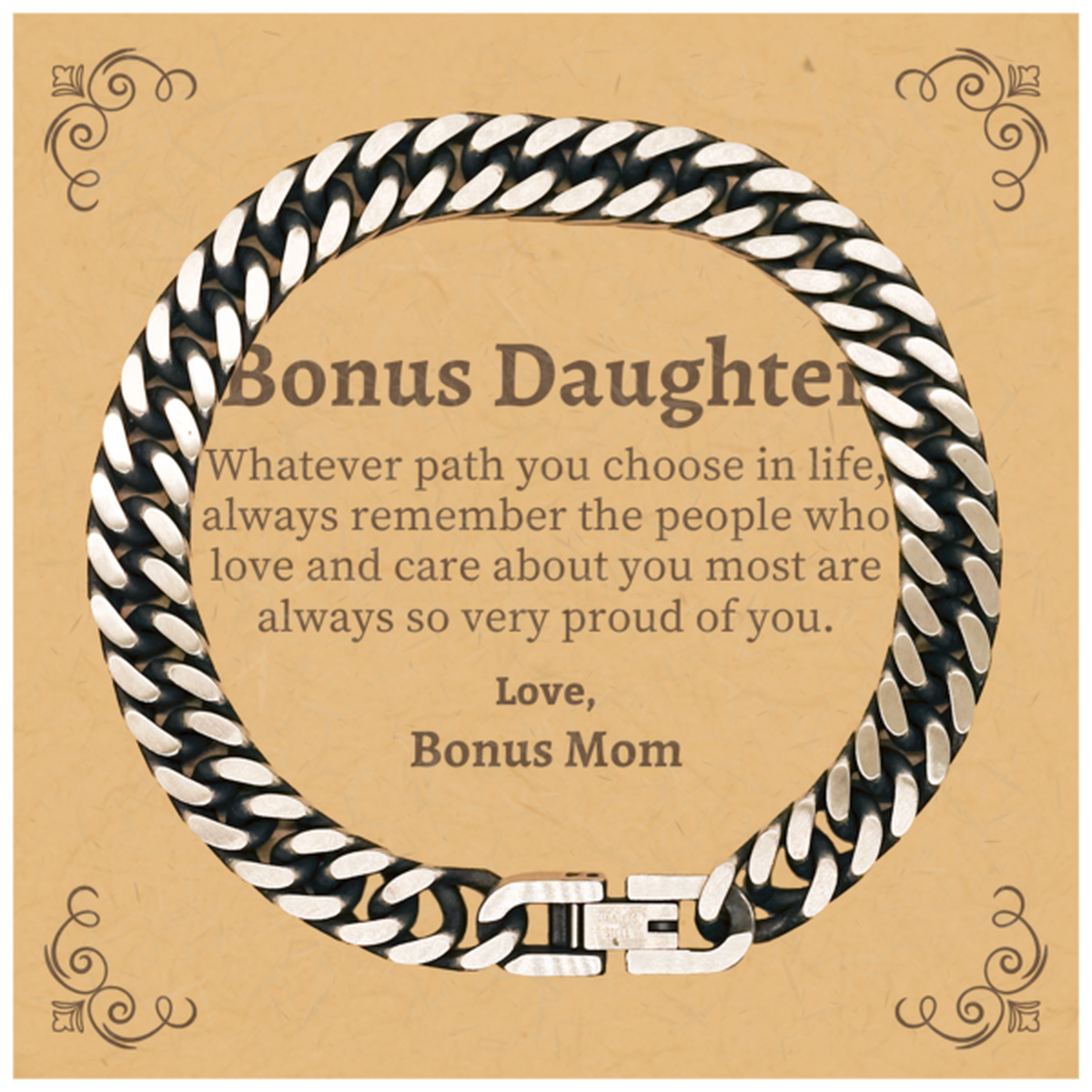 bonus daughter cuban link chain bracelet always so very proud of you inspirational bonus daughter birthday supporting gifts from bonus mom