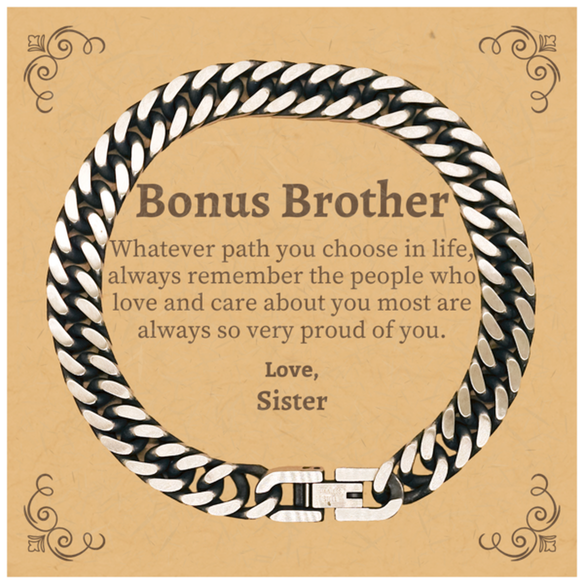 bonus brother cuban link chain bracelet always so very proud of you inspirational bonus brother birthday supporting gifts from sister