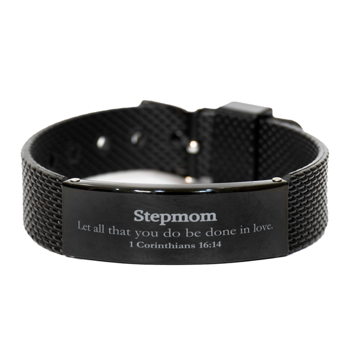 christian stepmom gifts let all that you do be done in love bible verse scripture black shark mesh bracelet baptism confirmation gifts for stepmom