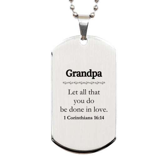 christian grandpa gifts let all that you do be done in love bible verse scripture silver dog tag baptism confirmation gifts for grandpa