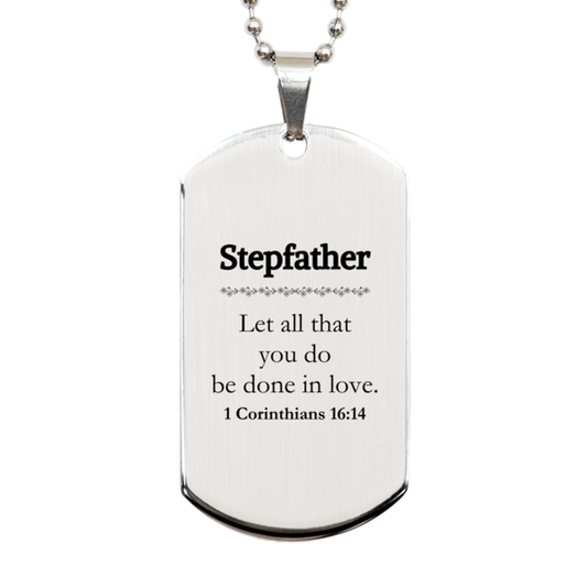 christian stepfather gifts let all that you do be done in love bible verse scripture silver dog tag baptism confirmation gifts for stepfather