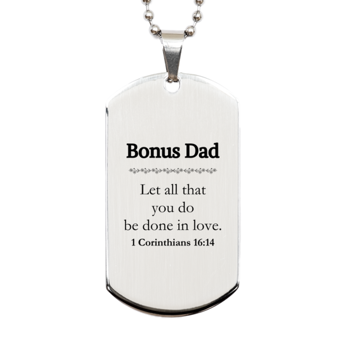 christian bonus dad gifts let all that you do be done in love bible verse scripture silver dog tag baptism confirmation gifts for bonus dad