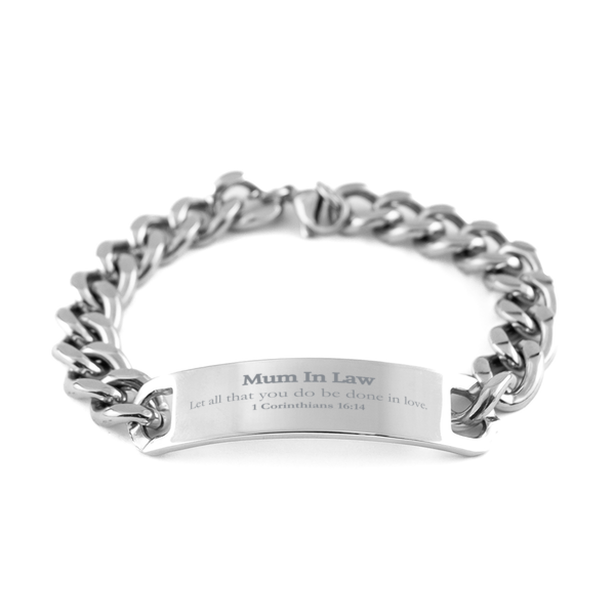 christian mum in law gifts let all that you do be done in love bible verse scripture cuban chain stainless steel bracelet baptism confirmation gifts for mum in law