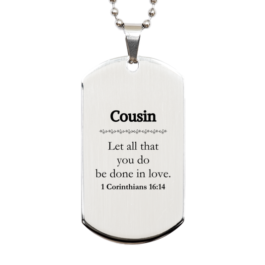 christian cousin gifts let all that you do be done in love bible verse scripture silver dog tag baptism confirmation gifts for cousin