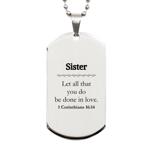 christian sister gifts let all that you do be done in love bible verse scripture silver dog tag baptism confirmation gifts for sister