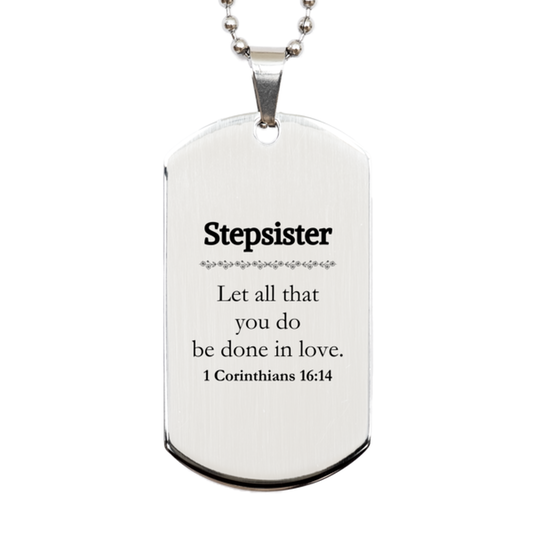 christian stepsister gifts let all that you do be done in love bible verse scripture silver dog tag baptism confirmation gifts for stepsister