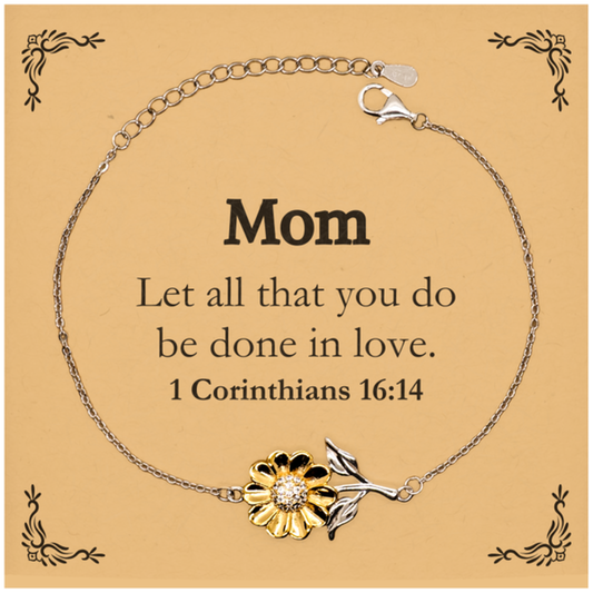 christian mom gifts let all that you do be done in love bible verse scripture sunflower bracelet baptism confirmation gifts for mom