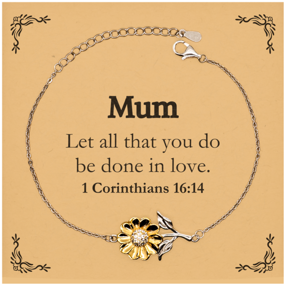 christian mum gifts let all that you do be done in love bible verse scripture sunflower bracelet baptism confirmation gifts for mum