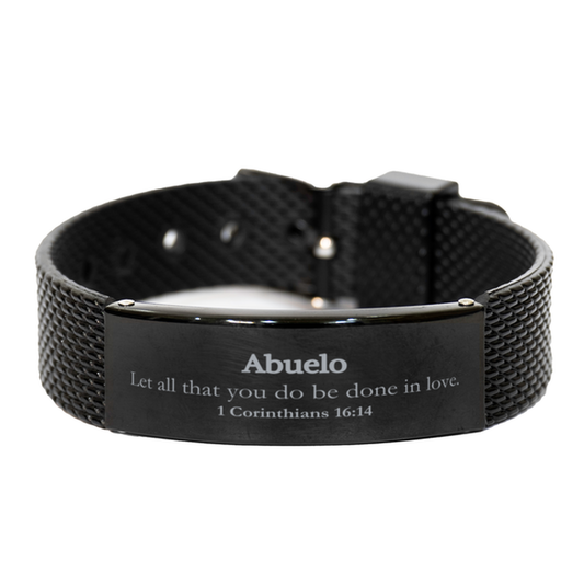 christian abuelo gifts let all that you do be done in love bible verse scripture black shark mesh bracelet baptism confirmation gifts for abuelo