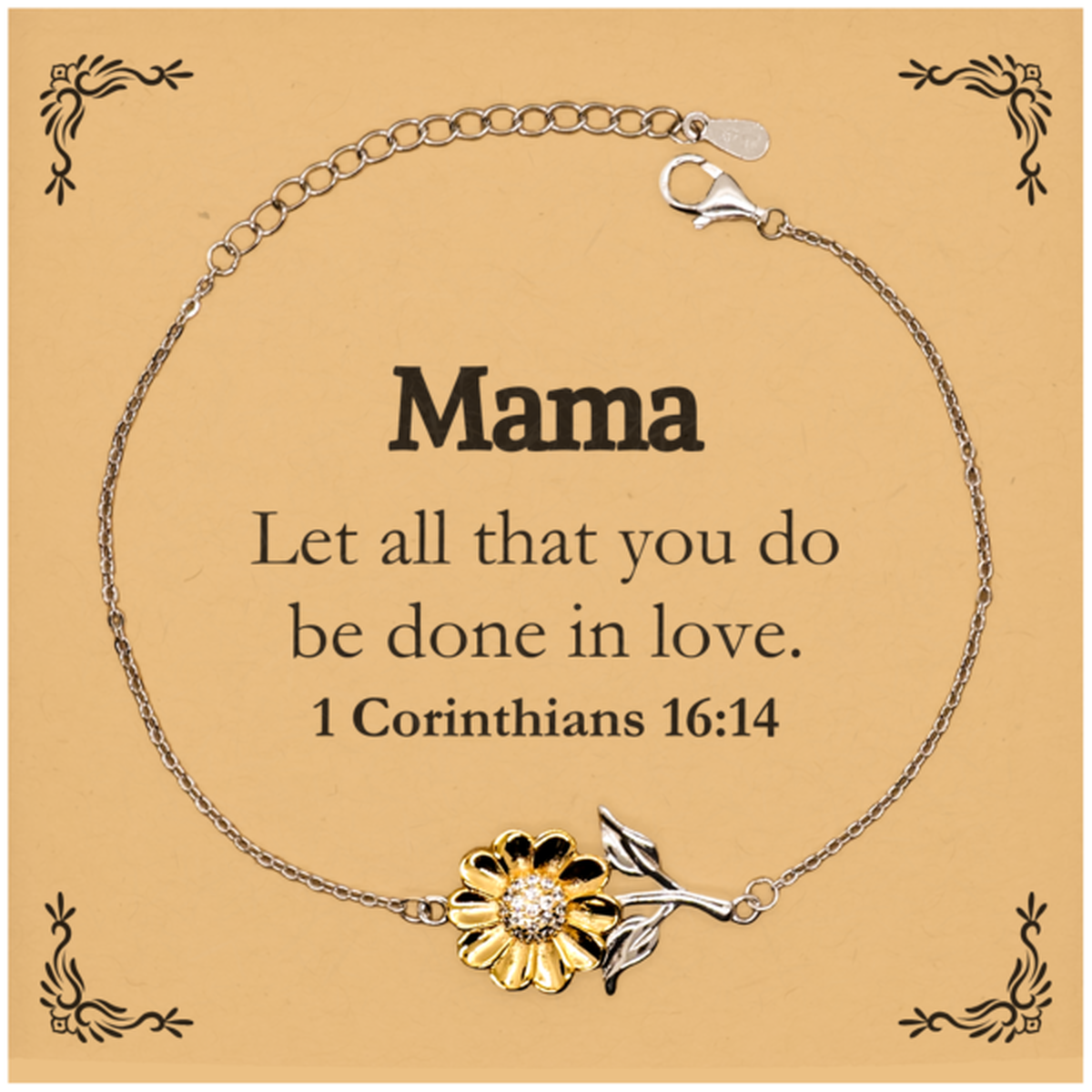 christian mama gifts let all that you do be done in love bible verse scripture sunflower bracelet baptism confirmation gifts for mama
