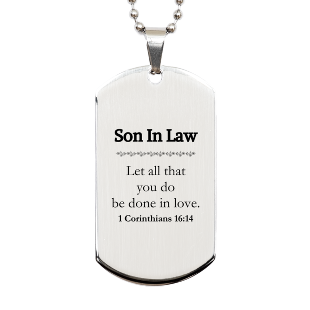 christian son in law gifts let all that you do be done in love bible verse scripture silver dog tag baptism confirmation gifts for son in law