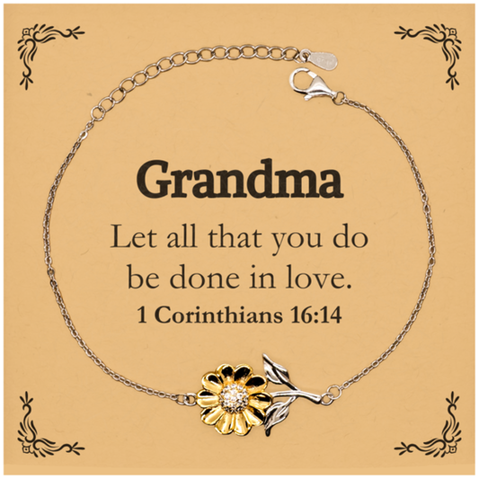 christian grandma gifts let all that you do be done in love bible verse scripture sunflower bracelet baptism confirmation gifts for grandma