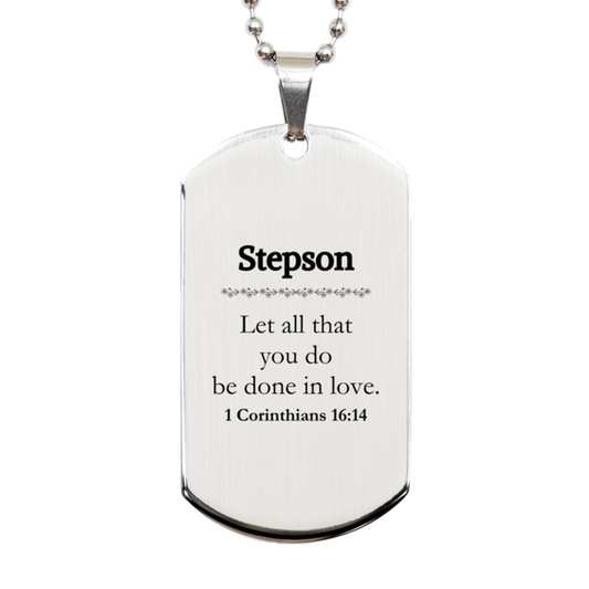 christian stepson gifts let all that you do be done in love bible verse scripture silver dog tag baptism confirmation gifts for stepson