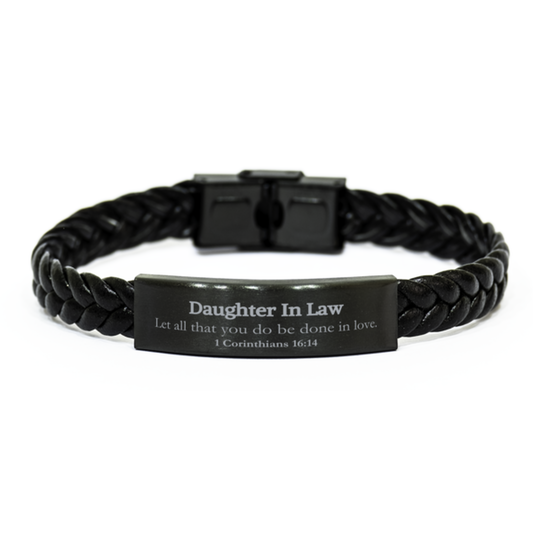 christian daughter in law gifts let all that you do be done in love bible verse scripture braided leather bracelet baptism confirmation gifts for daughter in law