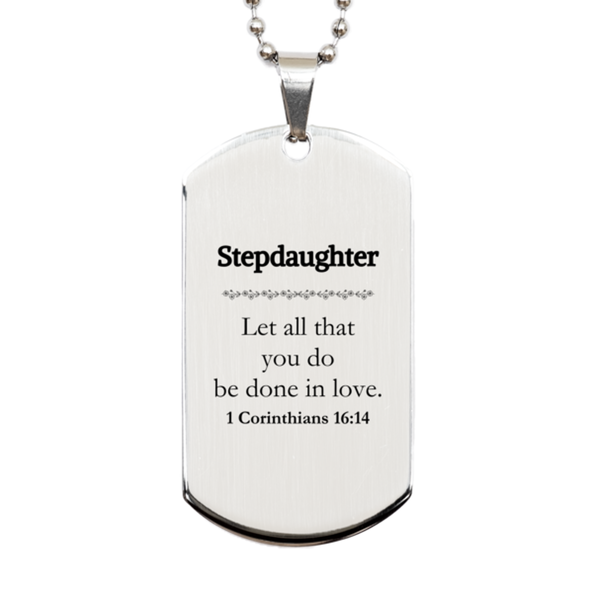 christian stepdaughter gifts let all that you do be done in love bible verse scripture silver dog tag baptism confirmation gifts for stepdaughter