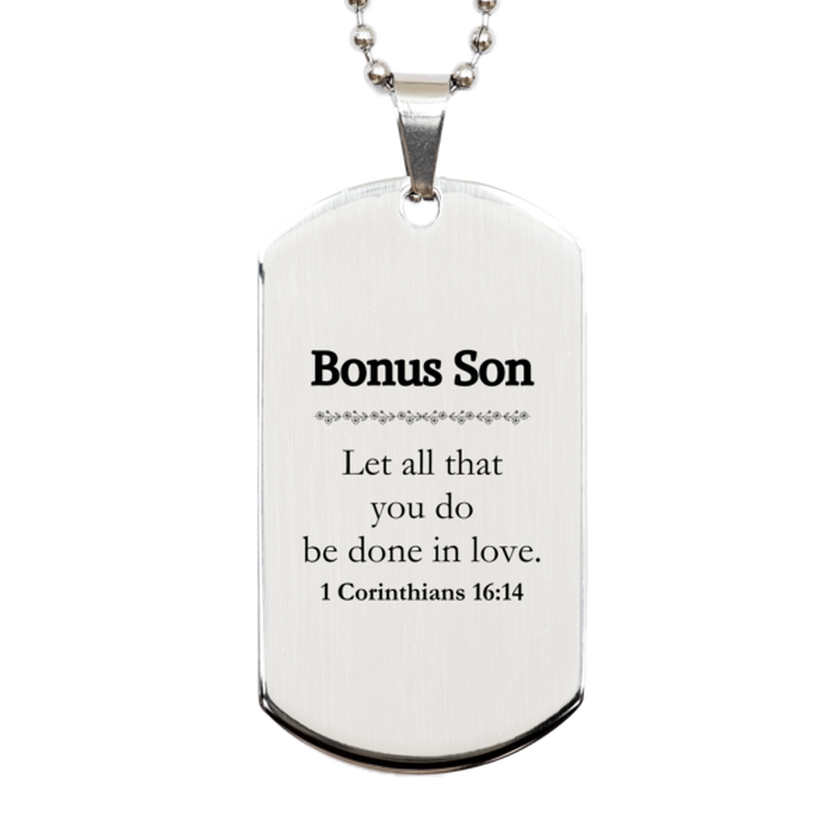 christian bonus son gifts let all that you do be done in love bible verse scripture silver dog tag baptism confirmation gifts for bonus son