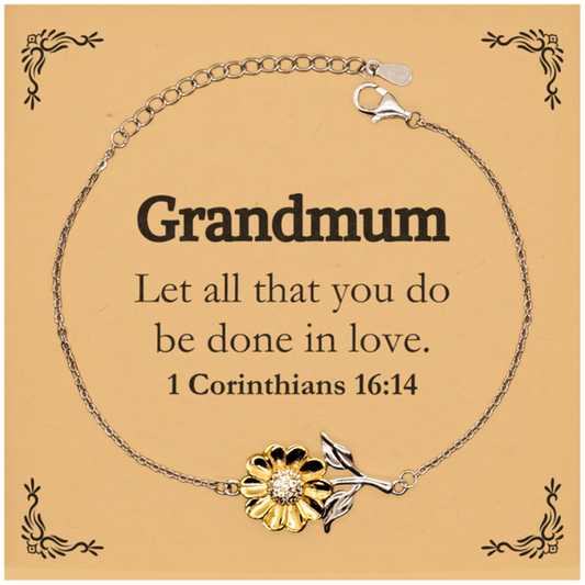christian grandmum gifts let all that you do be done in love bible verse scripture sunflower bracelet baptism confirmation gifts for grandmum