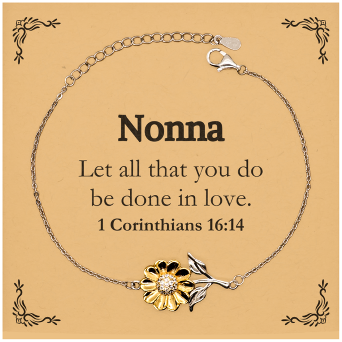 christian nonna gifts let all that you do be done in love bible verse scripture sunflower bracelet baptism confirmation gifts for nonna