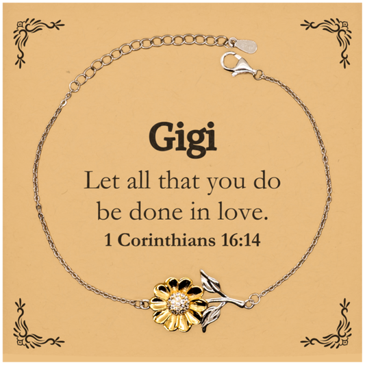 christian gigi gifts let all that you do be done in love bible verse scripture sunflower bracelet baptism confirmation gifts for gigi