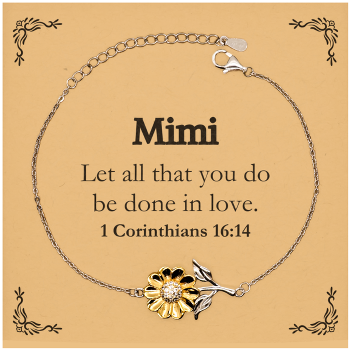 christian mimi gifts let all that you do be done in love bible verse scripture sunflower bracelet baptism confirmation gifts for mimi