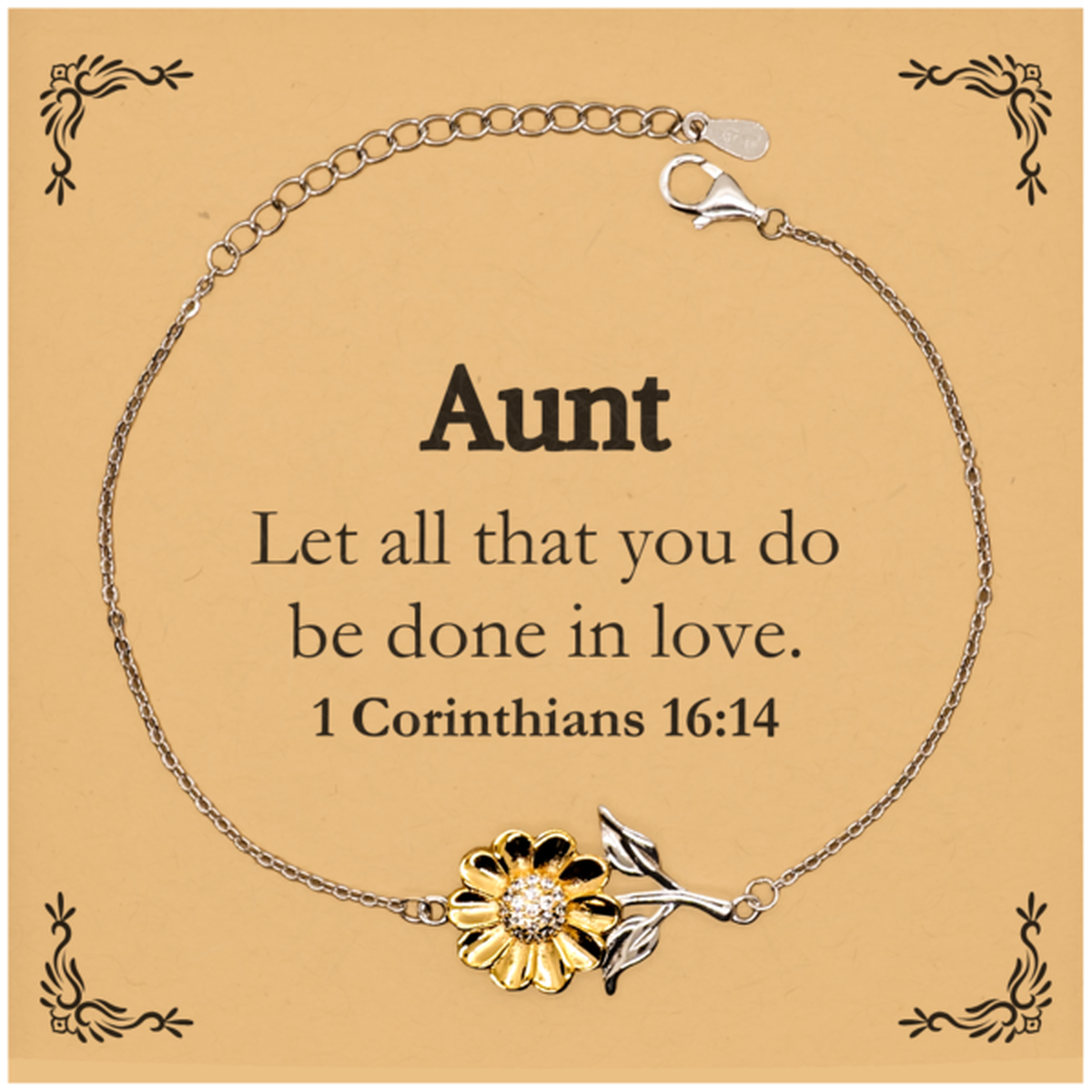 christian aunt gifts let all that you do be done in love bible verse scripture sunflower bracelet baptism confirmation gifts for aunt
