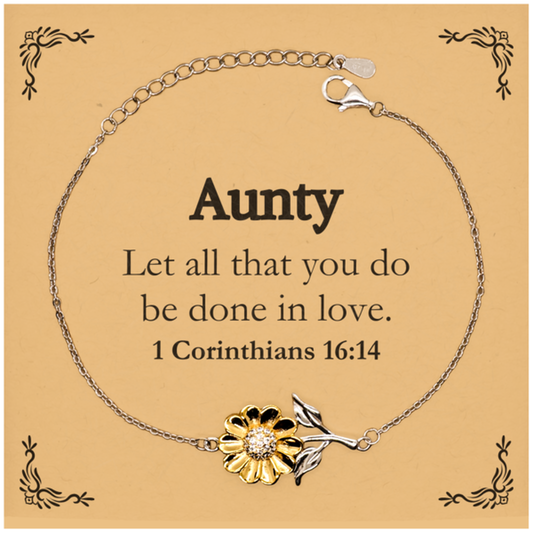 christian aunty gifts let all that you do be done in love bible verse scripture sunflower bracelet baptism confirmation gifts for aunty