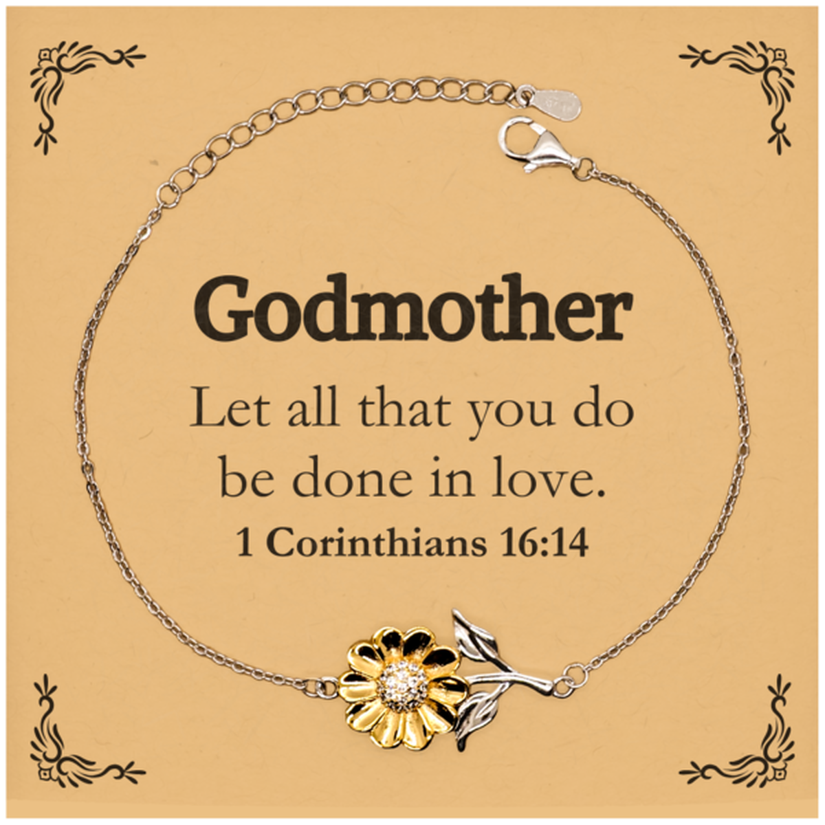 christian godmother gifts let all that you do be done in love bible verse scripture sunflower bracelet baptism confirmation gifts for godmother